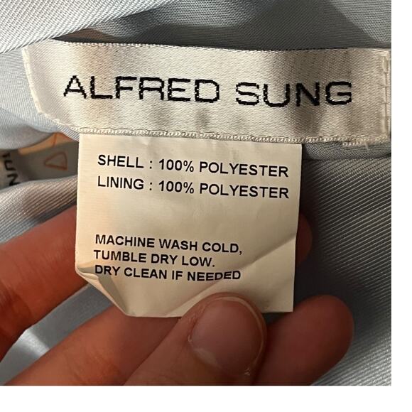 Alfred Sung dress mist D769 pleated satin a-line blue size 2 - Picture 4 of 4